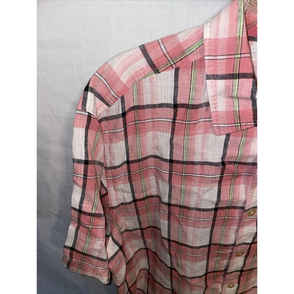 Tommy Bahama Men’s Casual Shirt Size XL Pink Plaid 100% Linen Beach Cruise - Picture 5 of 12